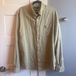 Biltmore XL men’s linen cotton blend khaki tan button down shirt